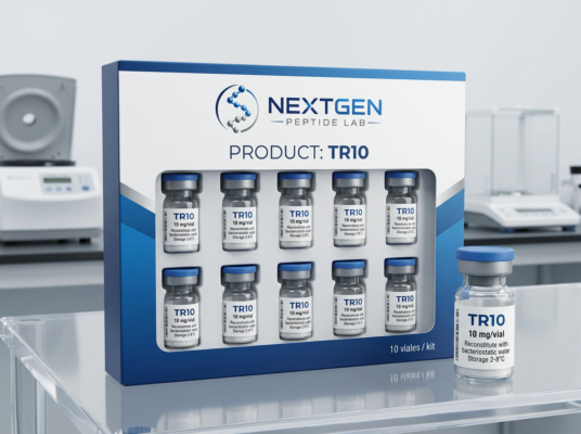 Tirzepatide TR10 research peptide vial for laboratory research