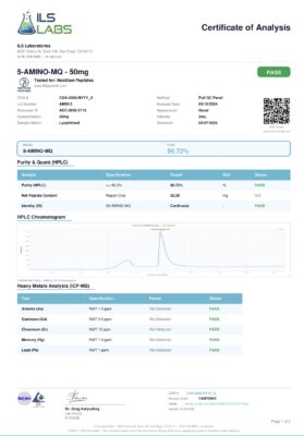 laboratory test results and analysis data for product quality verification